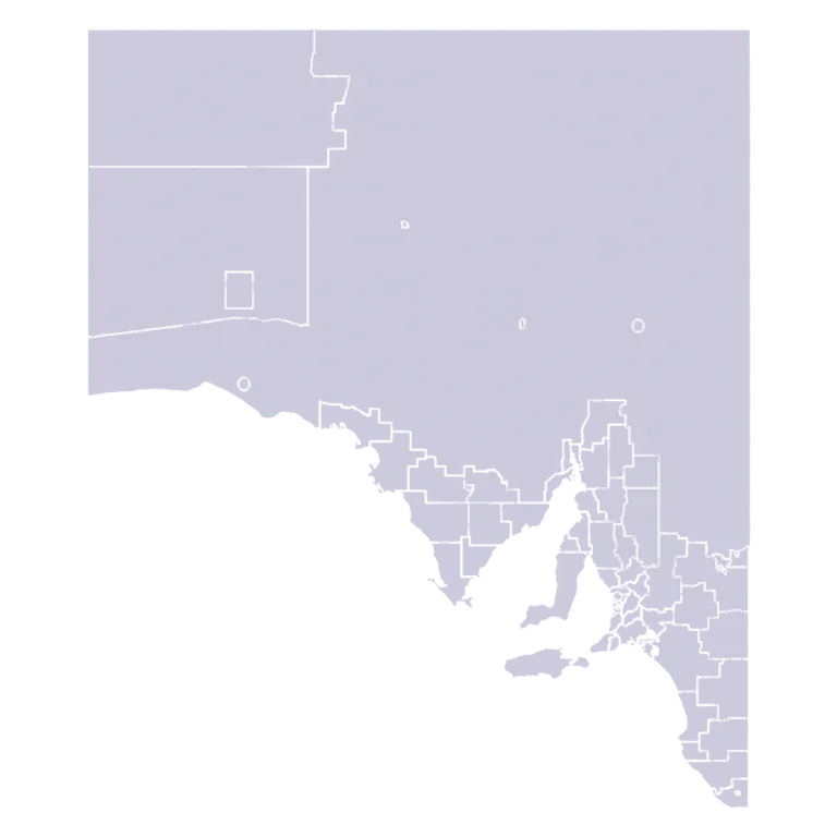 Map of South Australia showing electoral boundaries, relevant for SEO for law firms in Adelaide.