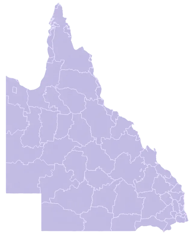 Map of Queensland, Australia, showing electoral boundaries. SEO for law firms Brisbane may need to target specific regions.