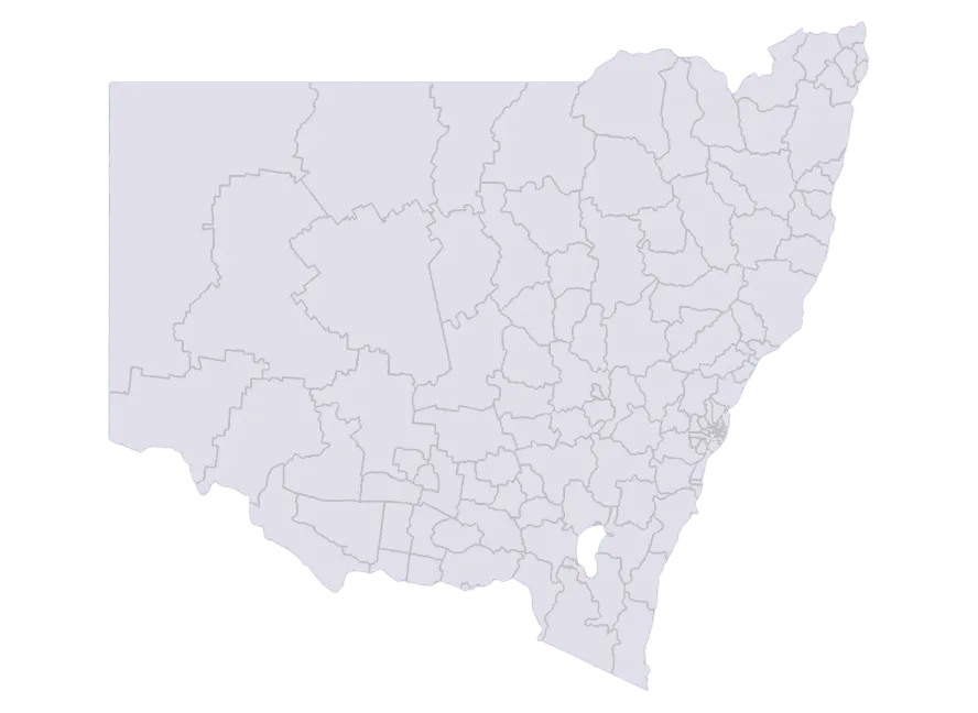Map of New South Wales, Australia, highlighting regions. Useful for SEO for Law Firms in Sydney content.